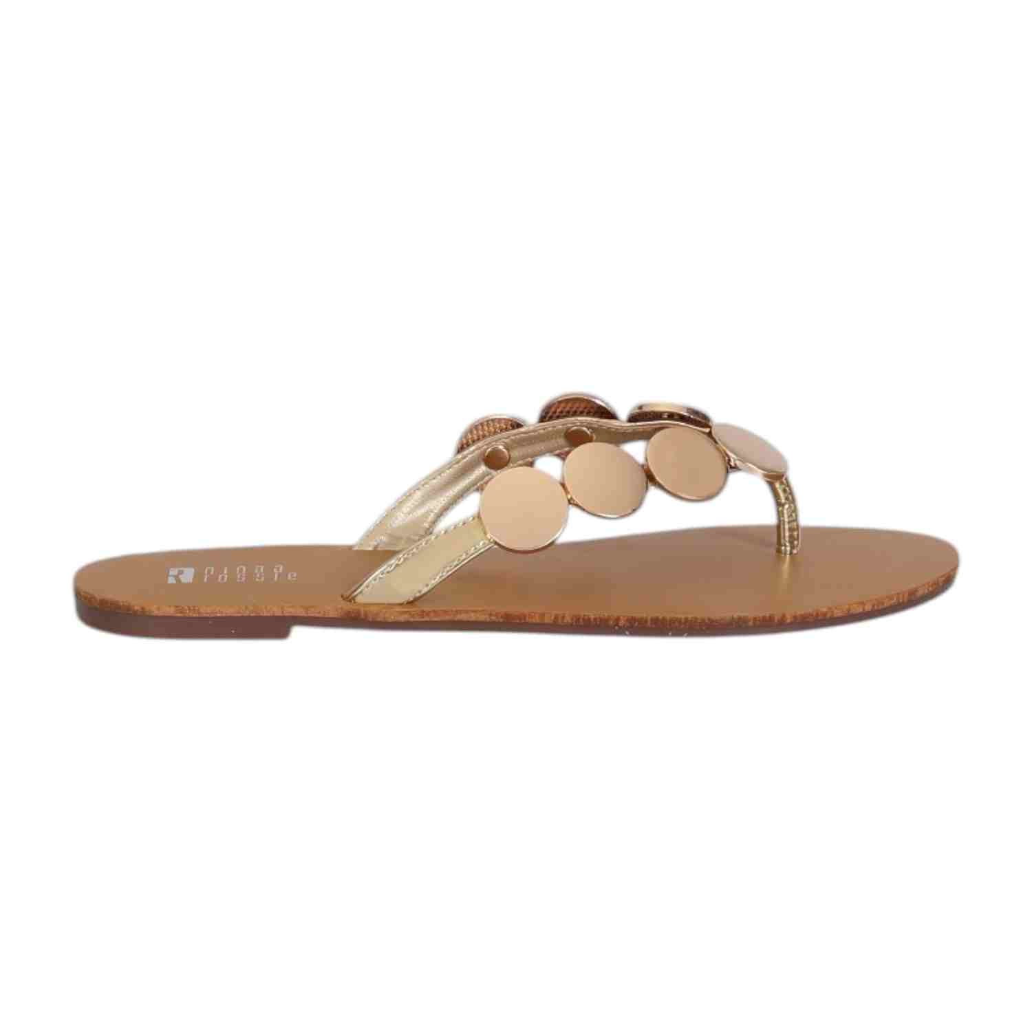 Women Embellished Gold Casual Flat