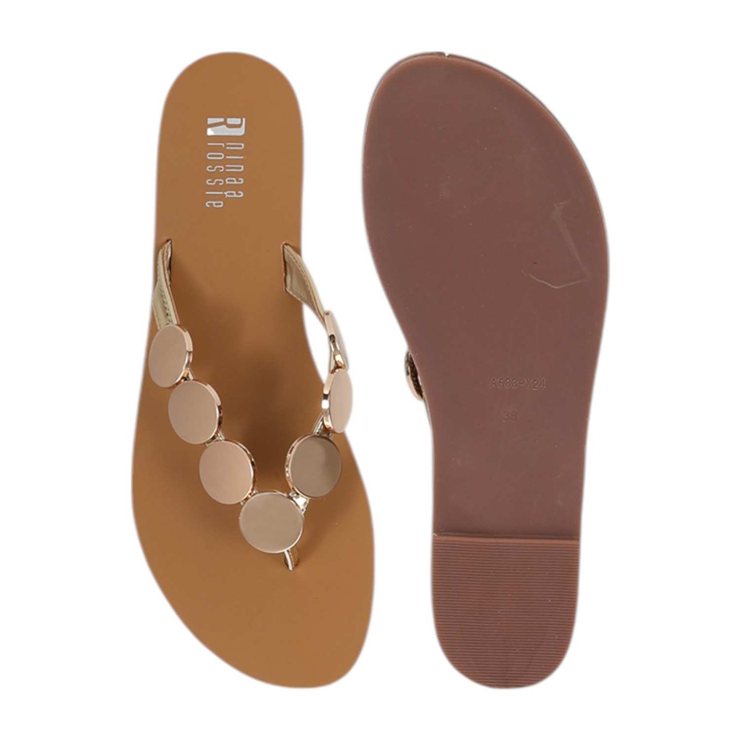 Women Embellished Gold Casual Flat
