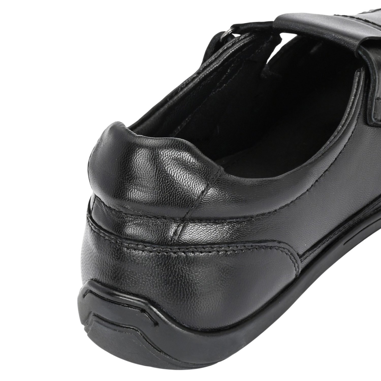 Men Black Leather Fisherman Sandal with Velcro Closure