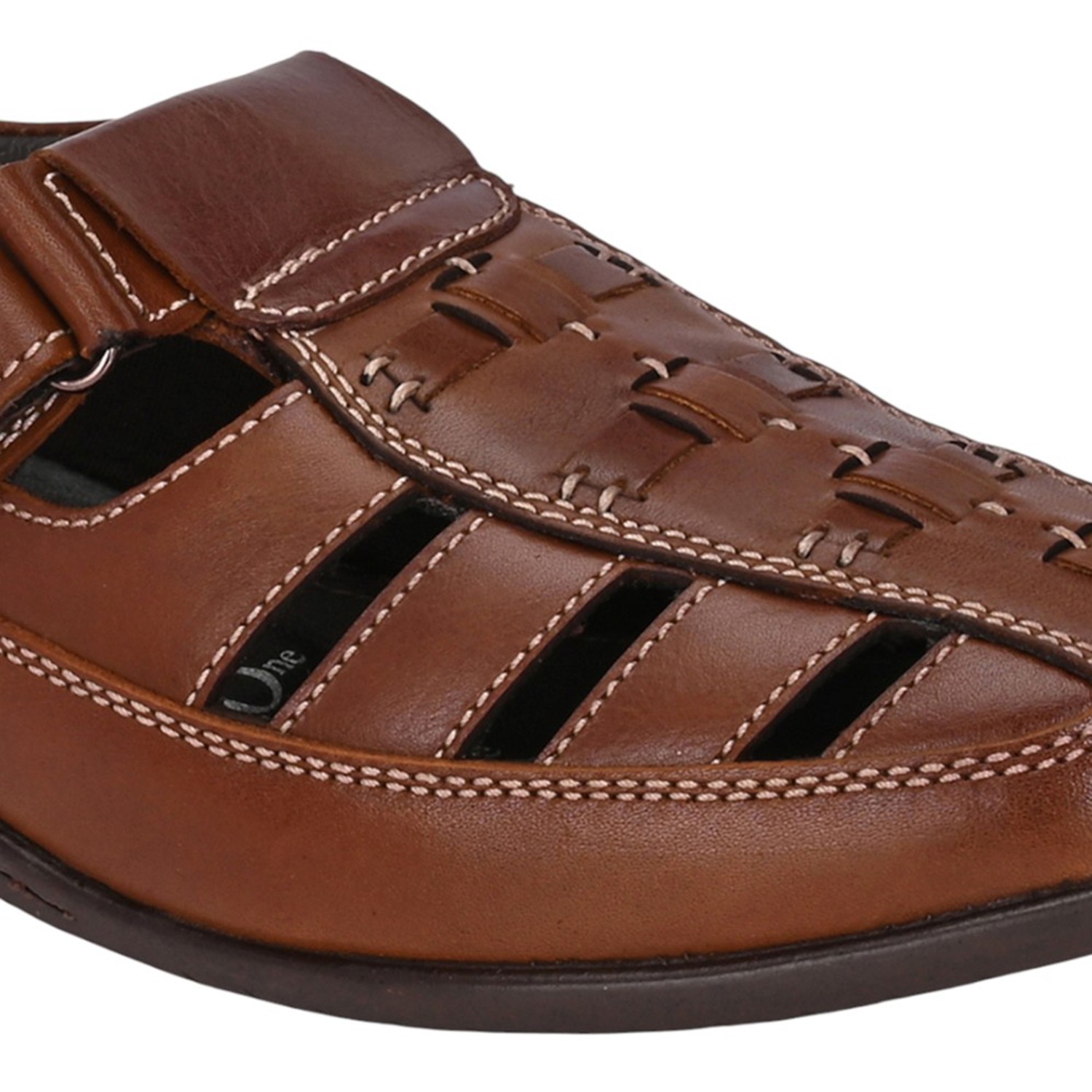 Men Brown Fisherman Sandal with Contrast Stitching