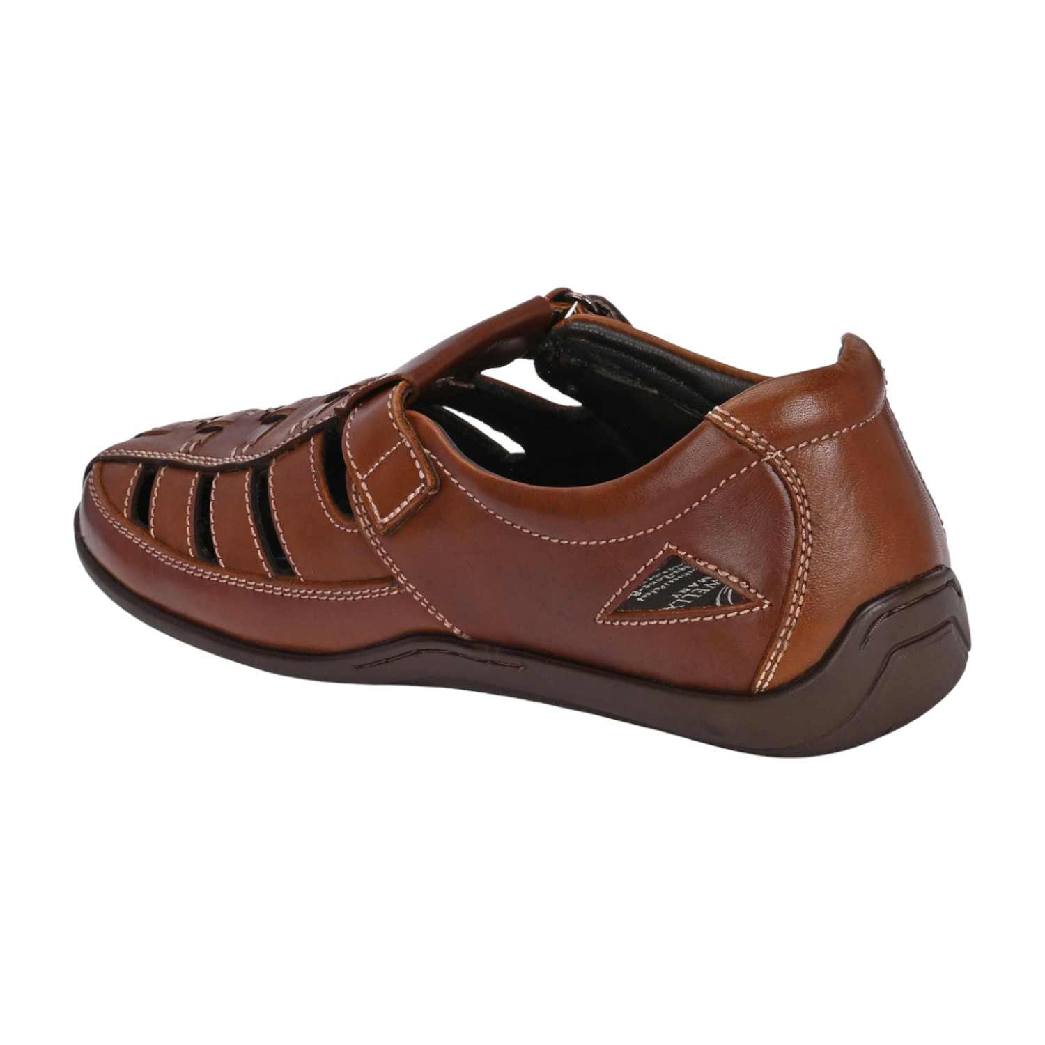 Men Brown Fisherman Sandal with Contrast Stitching