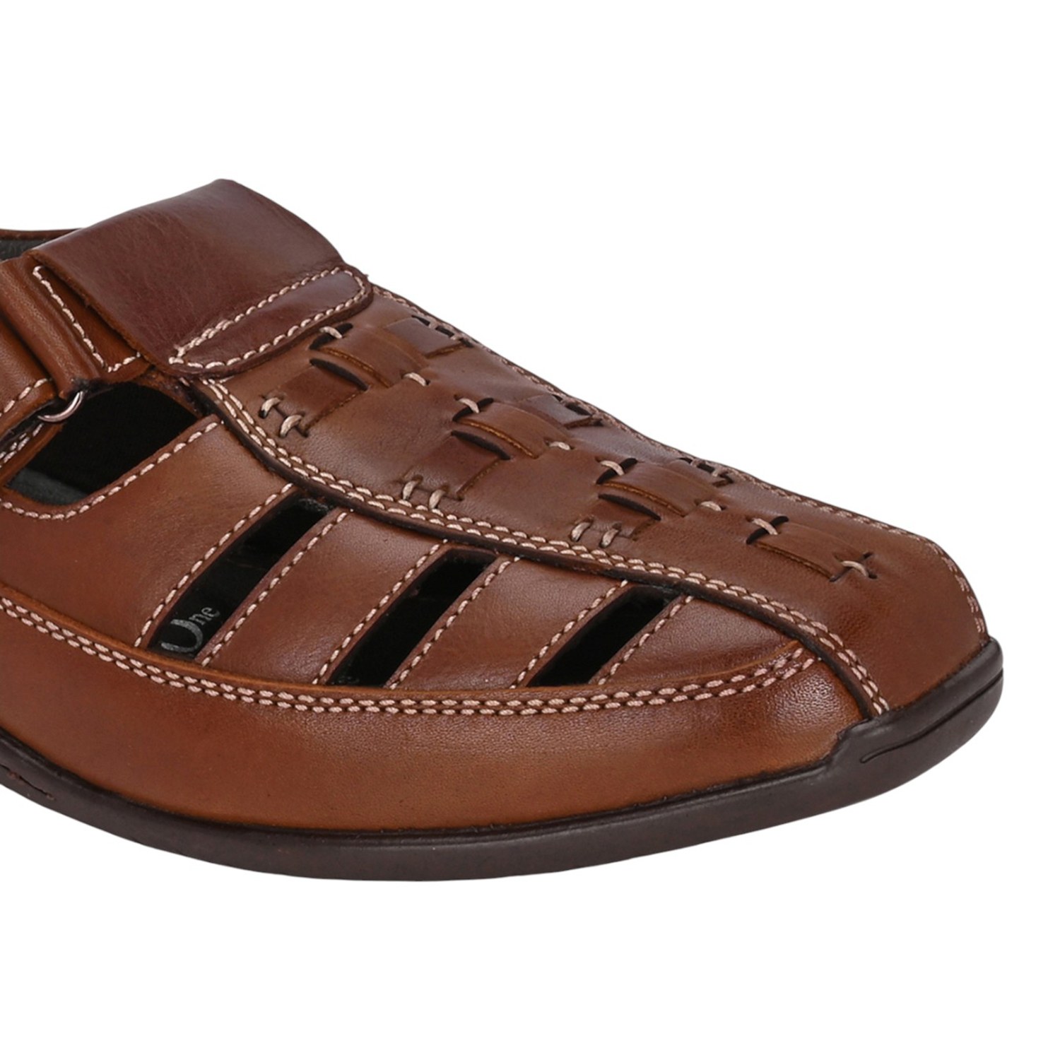 Men Brown Fisherman Sandal with Contrast Stitching
