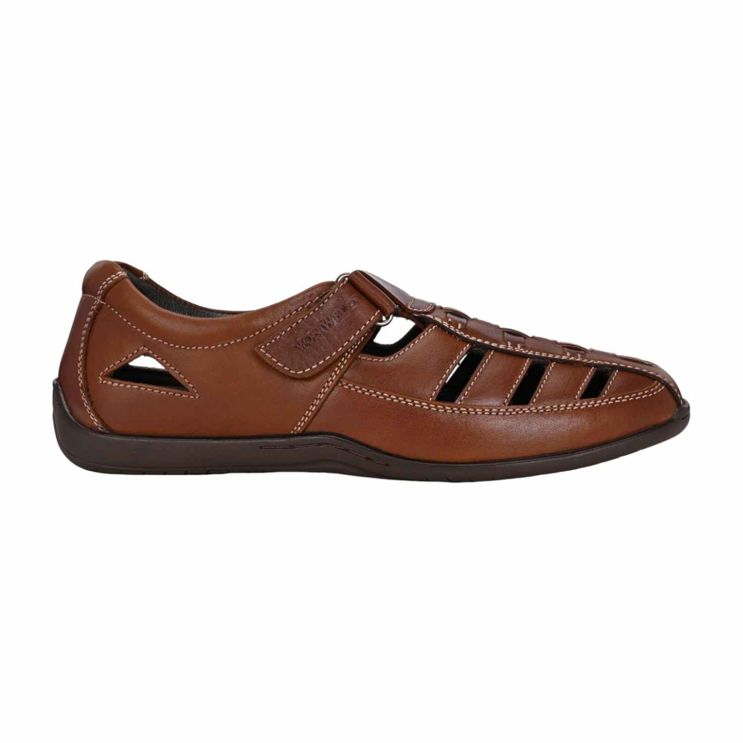Men Brown Fisherman Sandal with Contrast Stitching