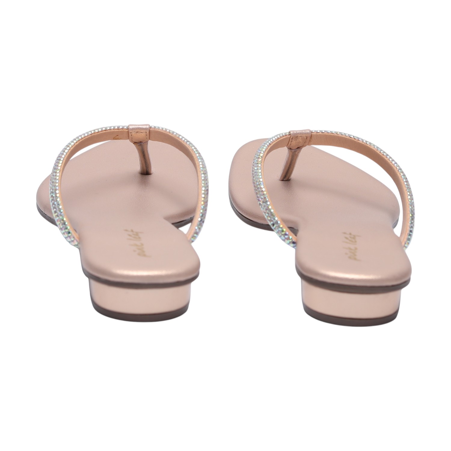 Gold Coloured Flats With Stone Embellishments for Women
