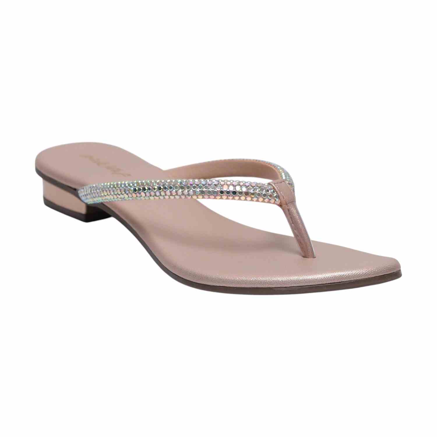 Gold Coloured Flats With Stone Embellishments for Women