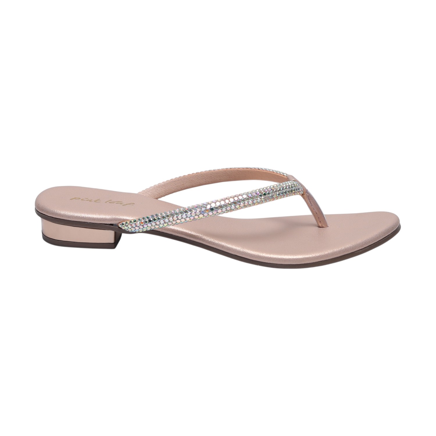 Gold Coloured Flats With Stone Embellishments for Women