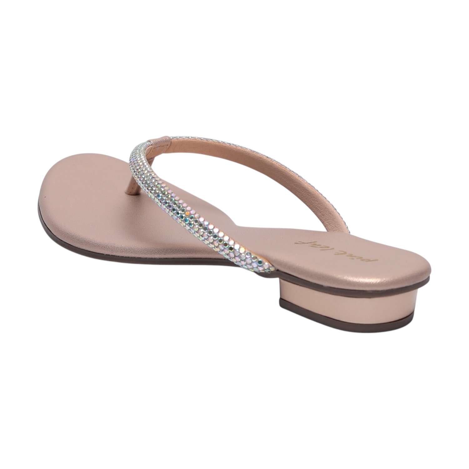 Gold Coloured Flats With Stone Embellishments for Women