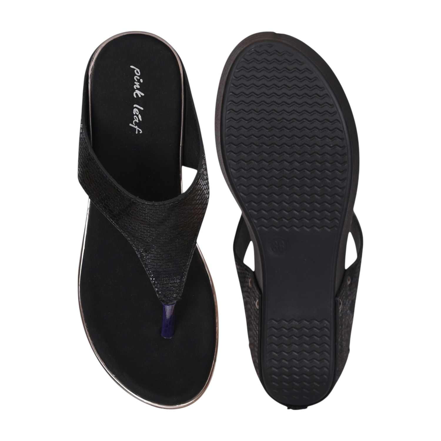 Women's Ebony Rivet Rebel Wedge Thong Sandal