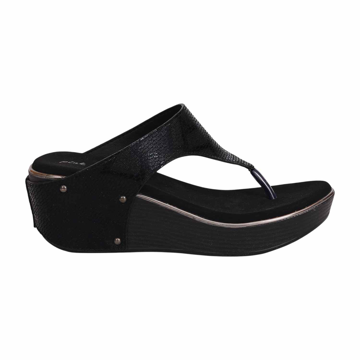 Women's Ebony Rivet Rebel Wedge Thong Sandal