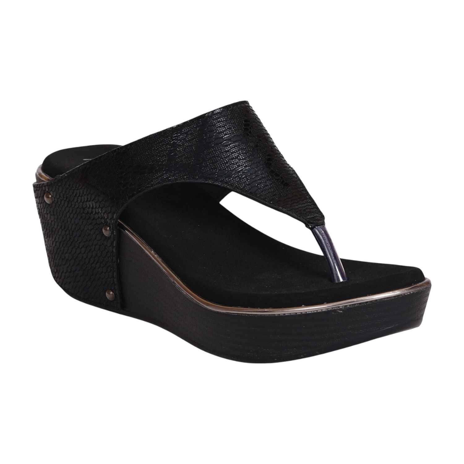 Women's Ebony Rivet Rebel Wedge Thong Sandal