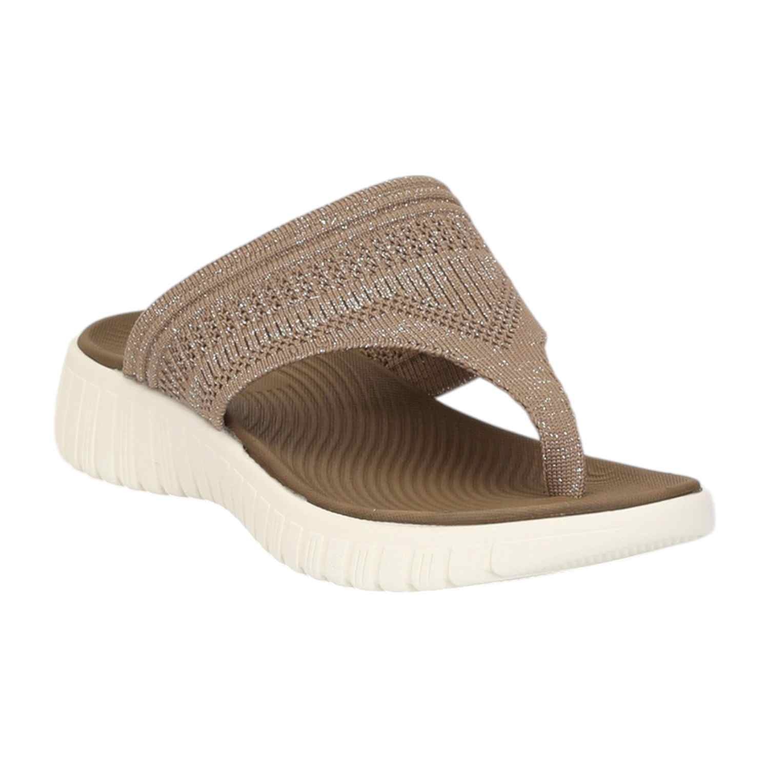 Women Khaki Thongs with Cushioned Footbed