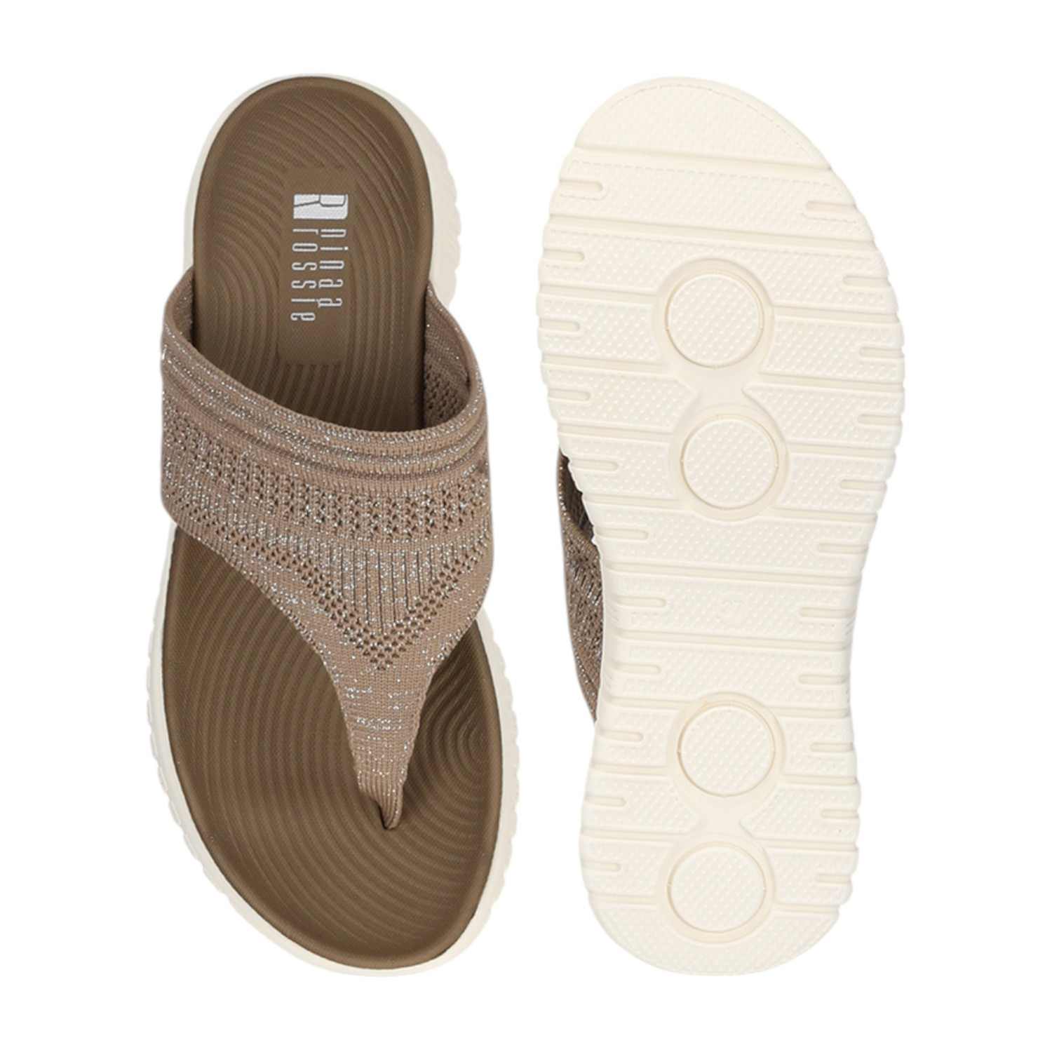 Women Khaki Thongs with Cushioned Footbed