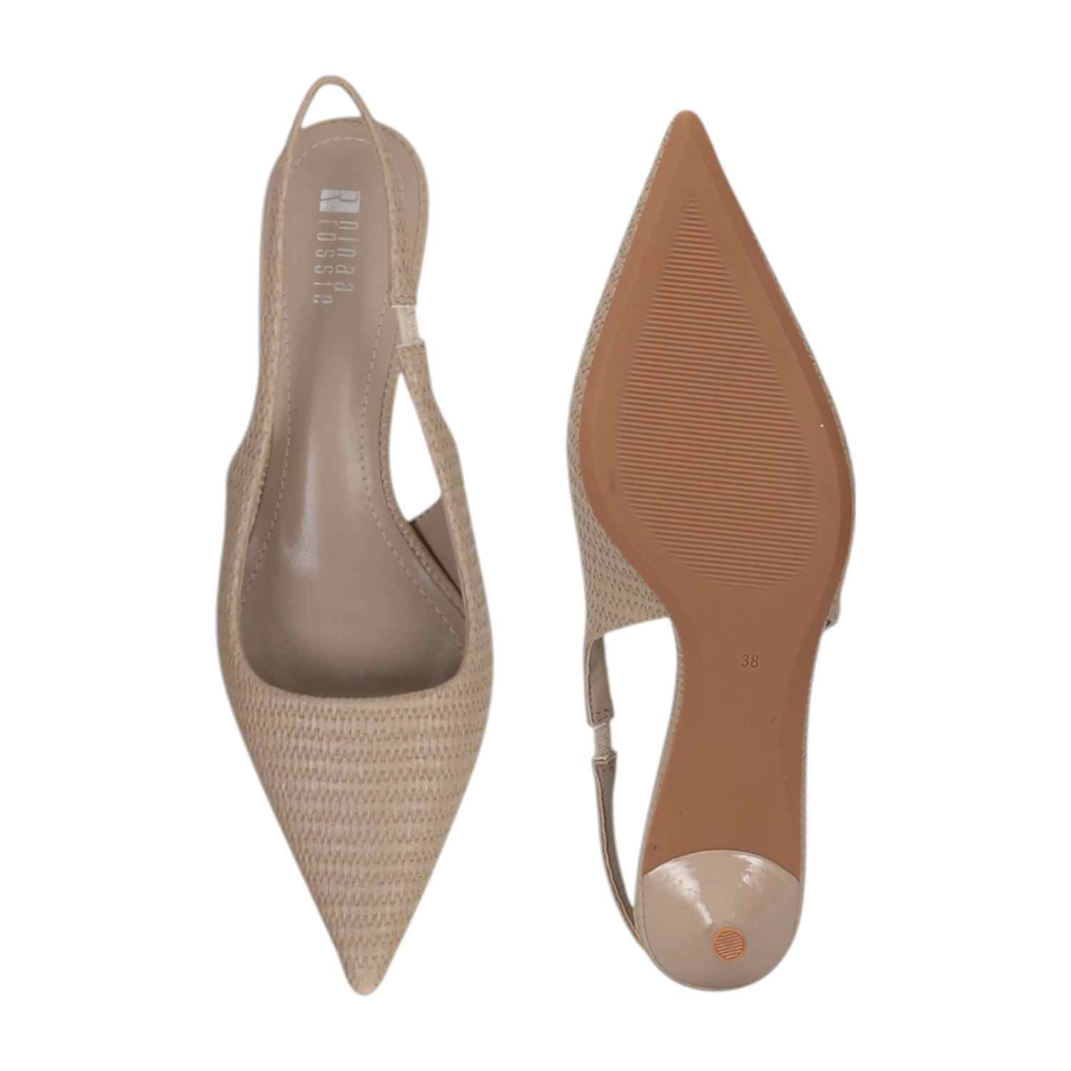 Women Sandals Beige Kitten Heel
