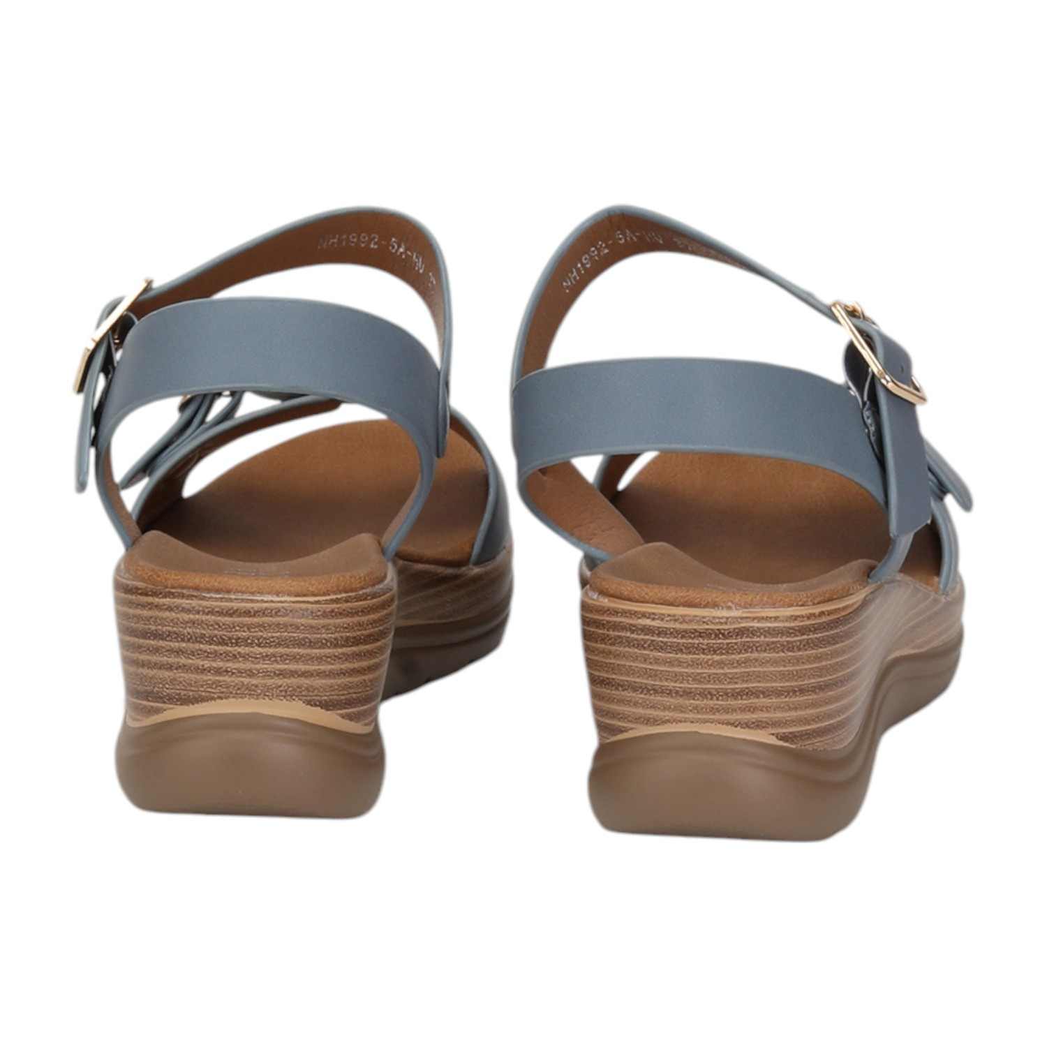 Women Blue Sandals with Buckle Closure