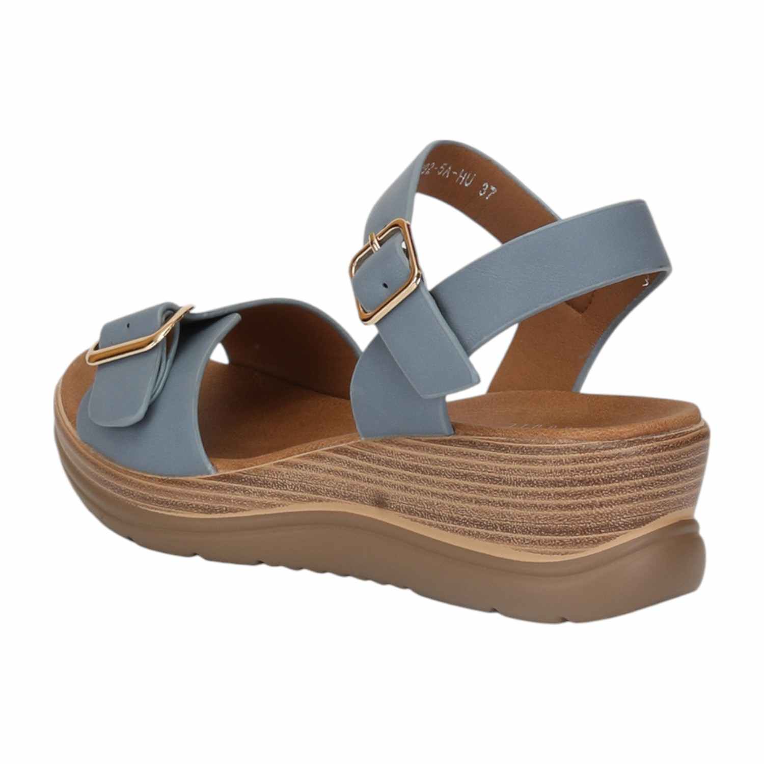 Women Blue Sandals with Buckle Closure