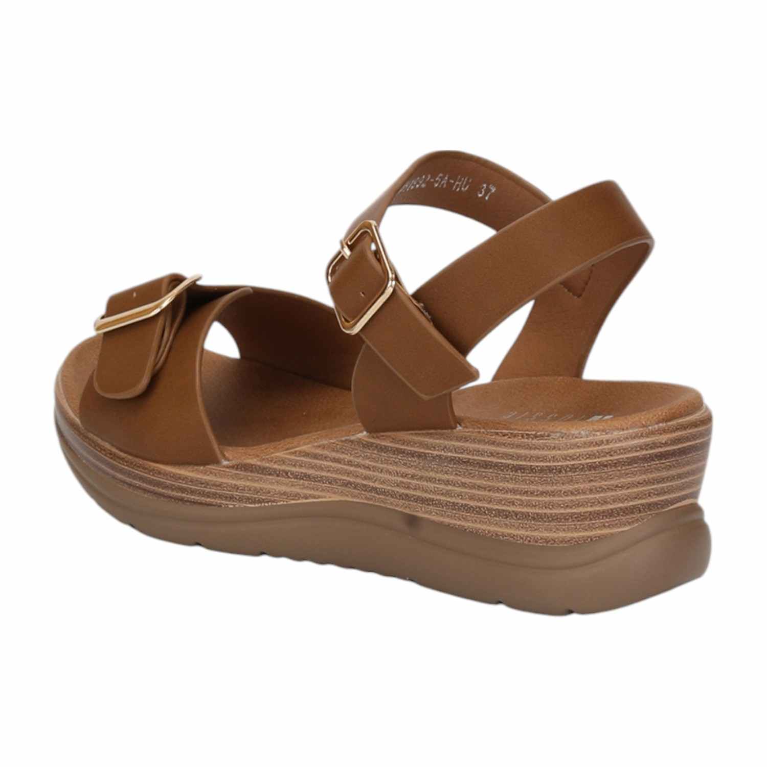 Women Khaki Sandals with Buckle Closure