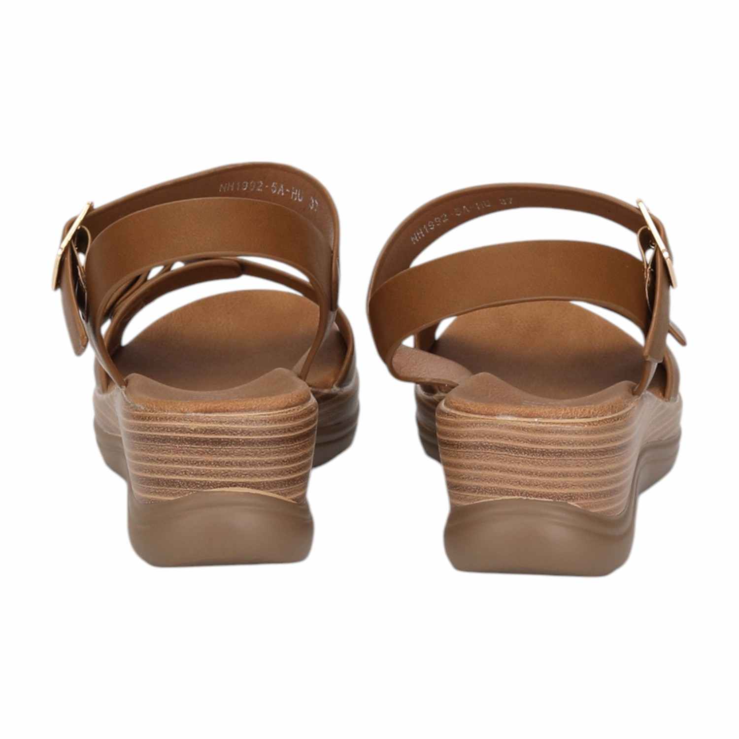 Women Khaki Sandals with Buckle Closure