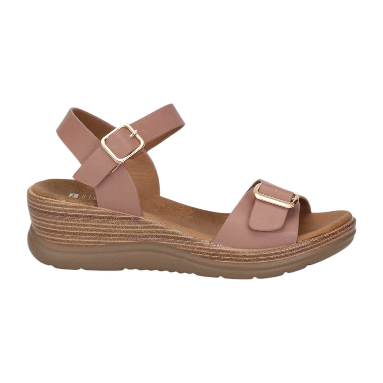 Women Pink Sandals with Buckle Closure