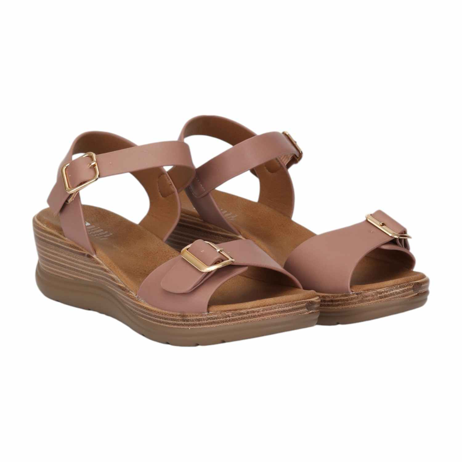 Women Pink Sandals with Buckle Closure