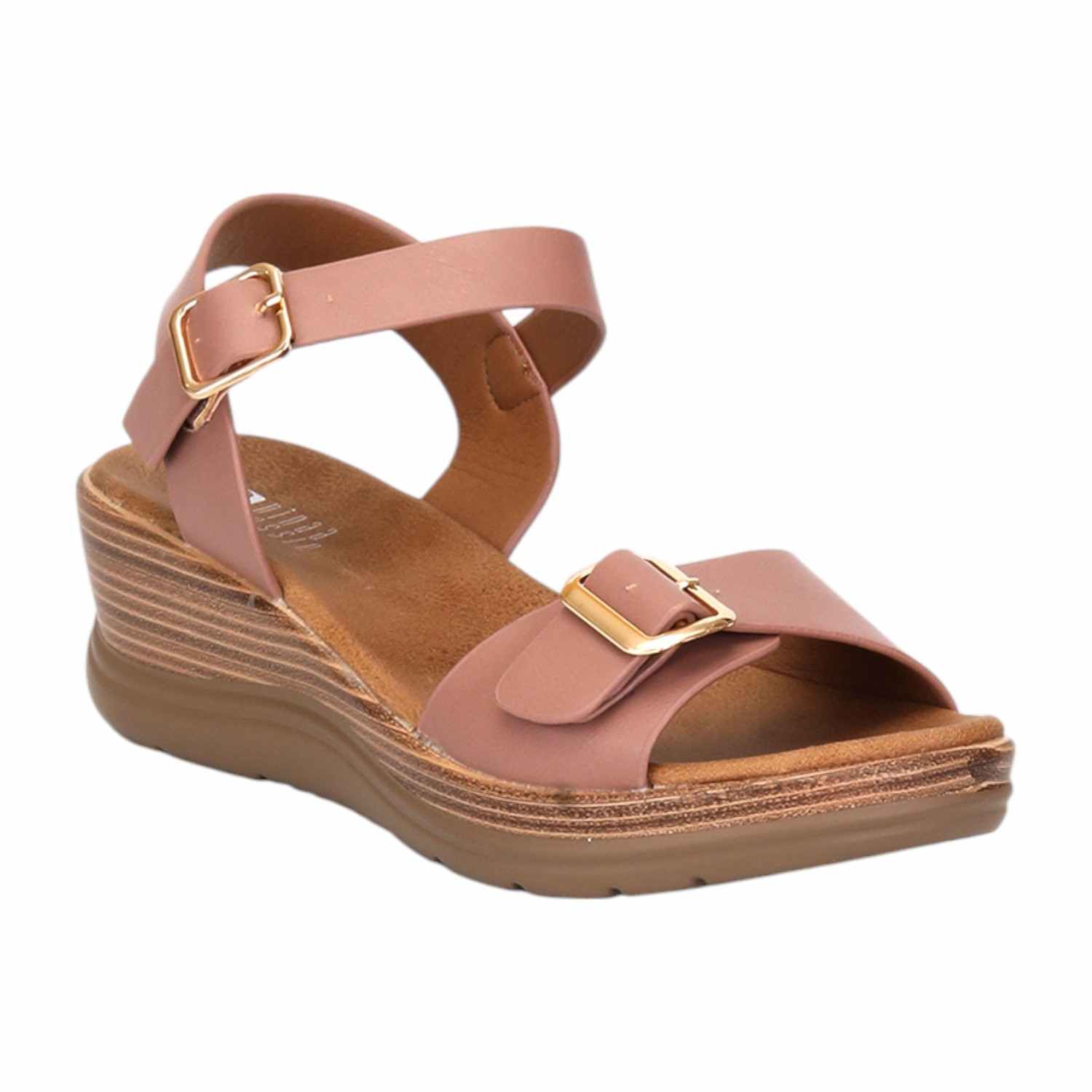 Women Pink Sandals with Buckle Closure