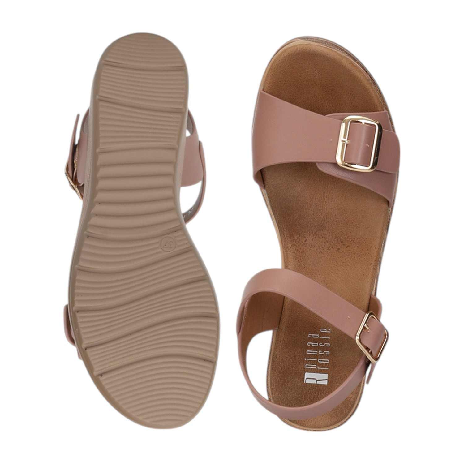 Women Pink Sandals with Buckle Closure