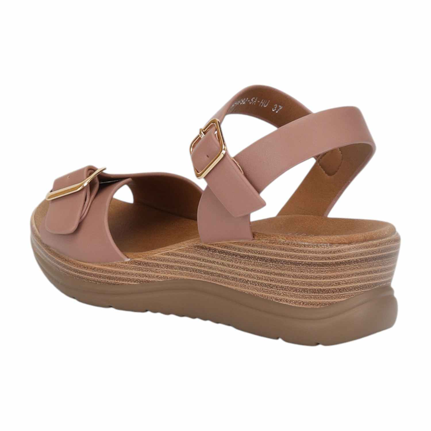Women Pink Sandals with Buckle Closure