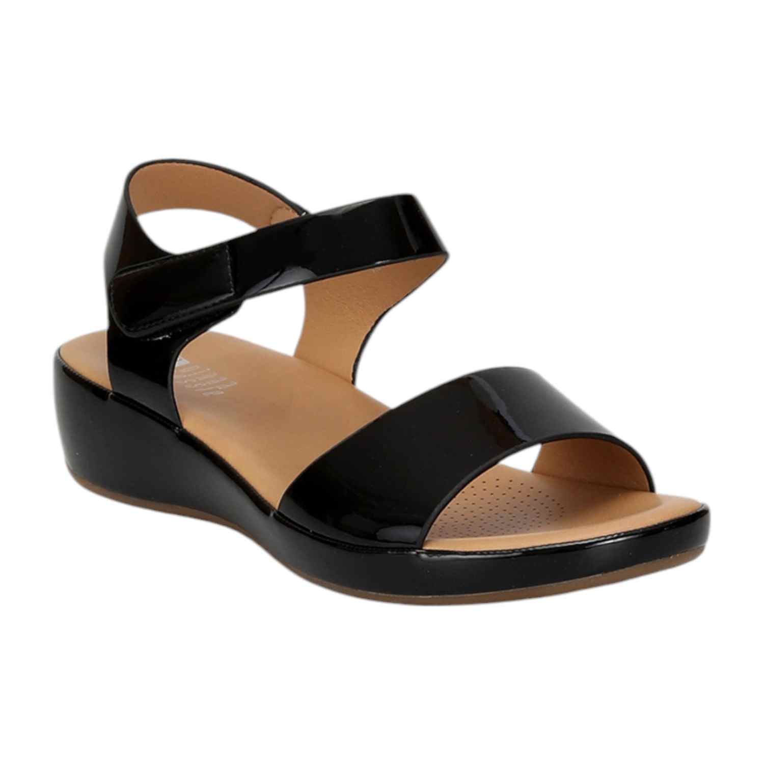 Women Black Sandals with Velcro Fastening