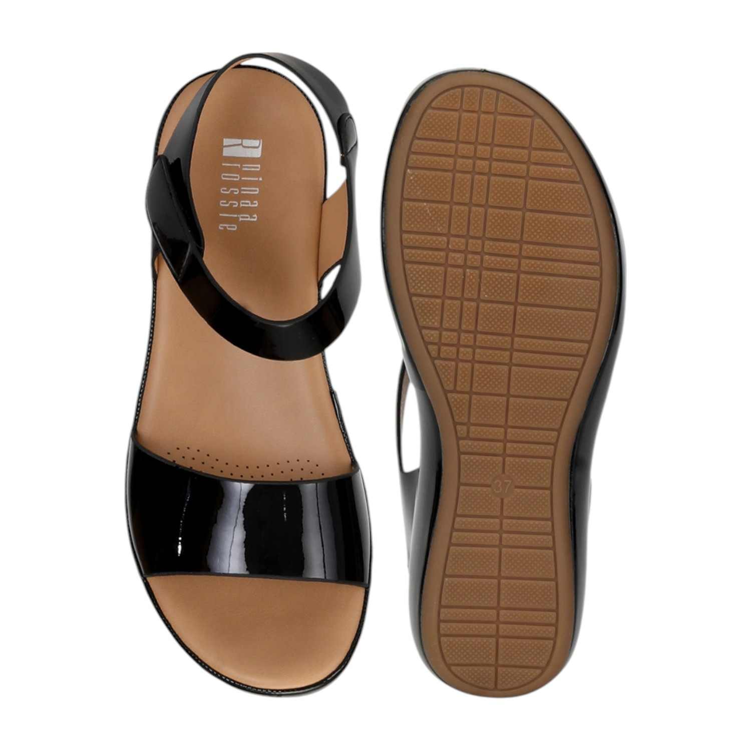 Women Black Sandals with Velcro Fastening