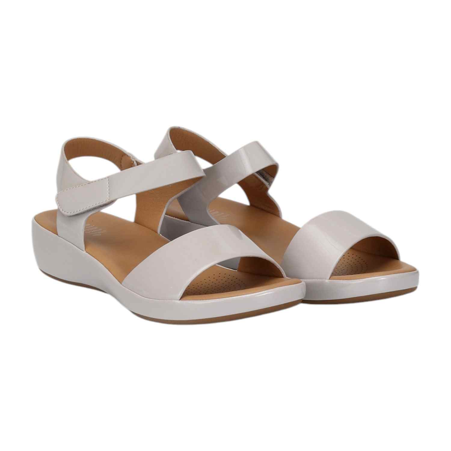 Women Grey Sandals with Velcro Fastening