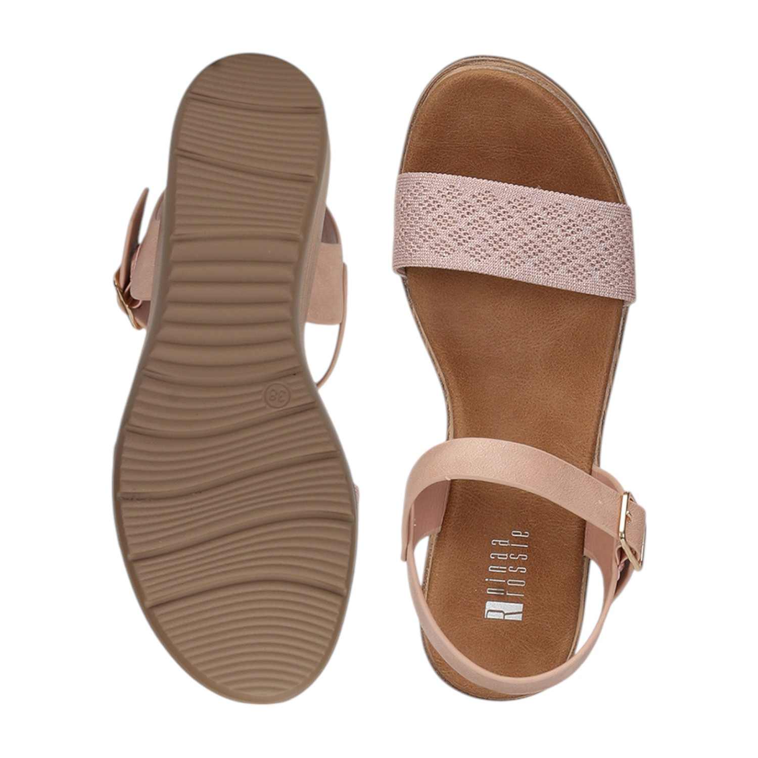 Women Pink Mesh Wedge Sandals