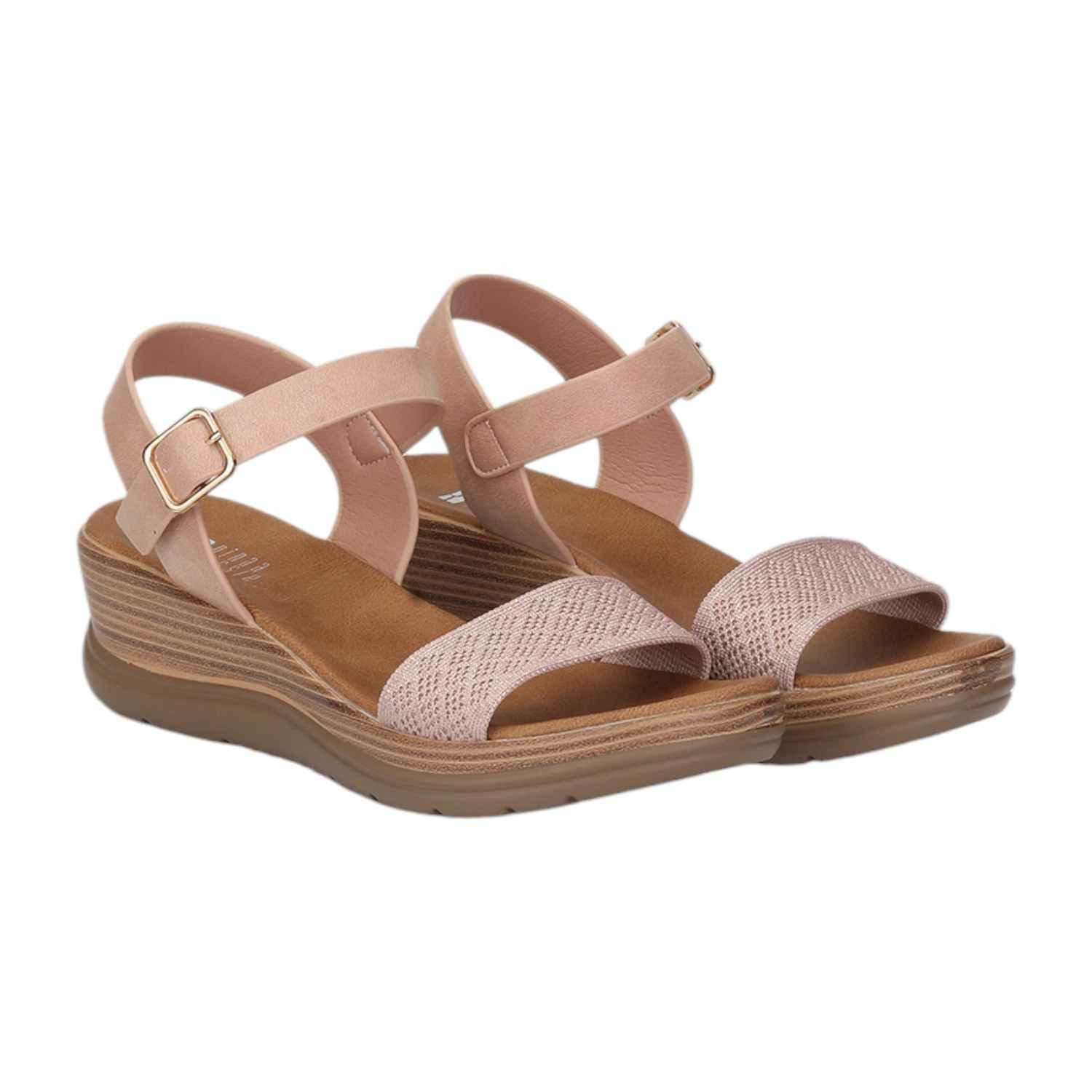 Women Pink Mesh Wedge Sandals