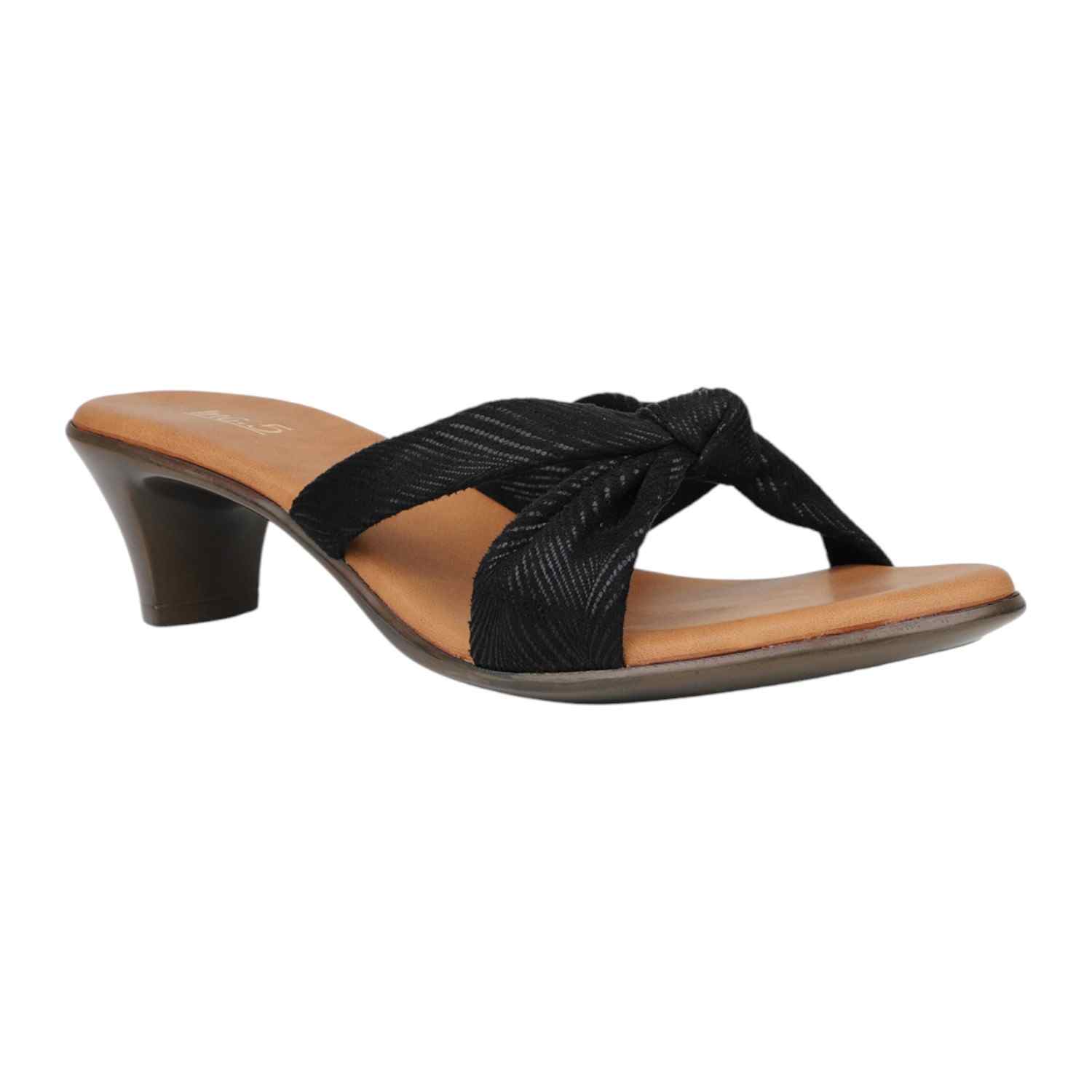 Women Black Knotted Strap Kitten Heels