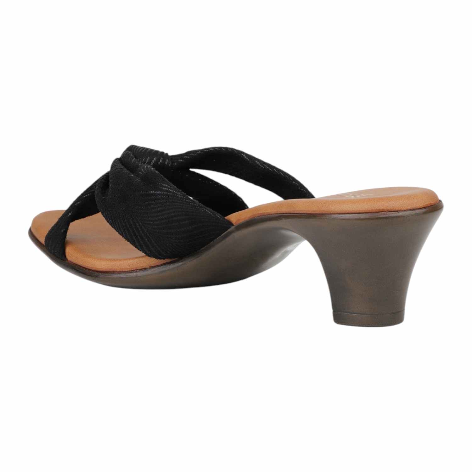 Women Black Knotted Strap Kitten Heels