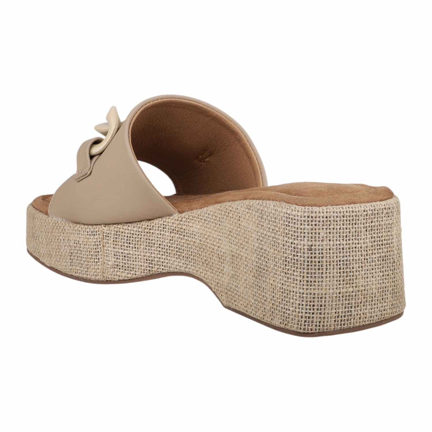 Inc.5 | Women Beige Platform Slides with Decorative Chain Accent|1