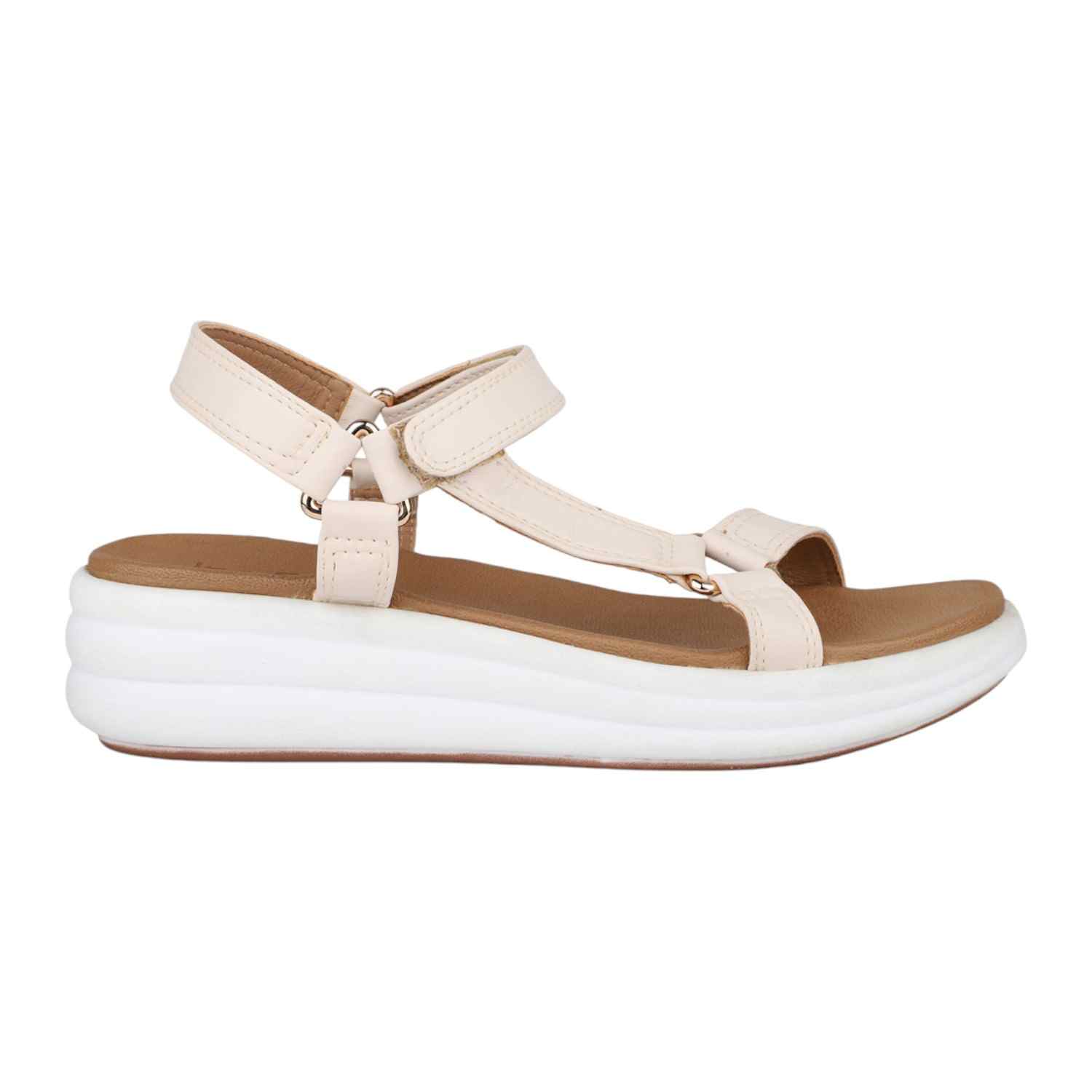 Women Cream Multi-Strap Sporty Platform Sandals