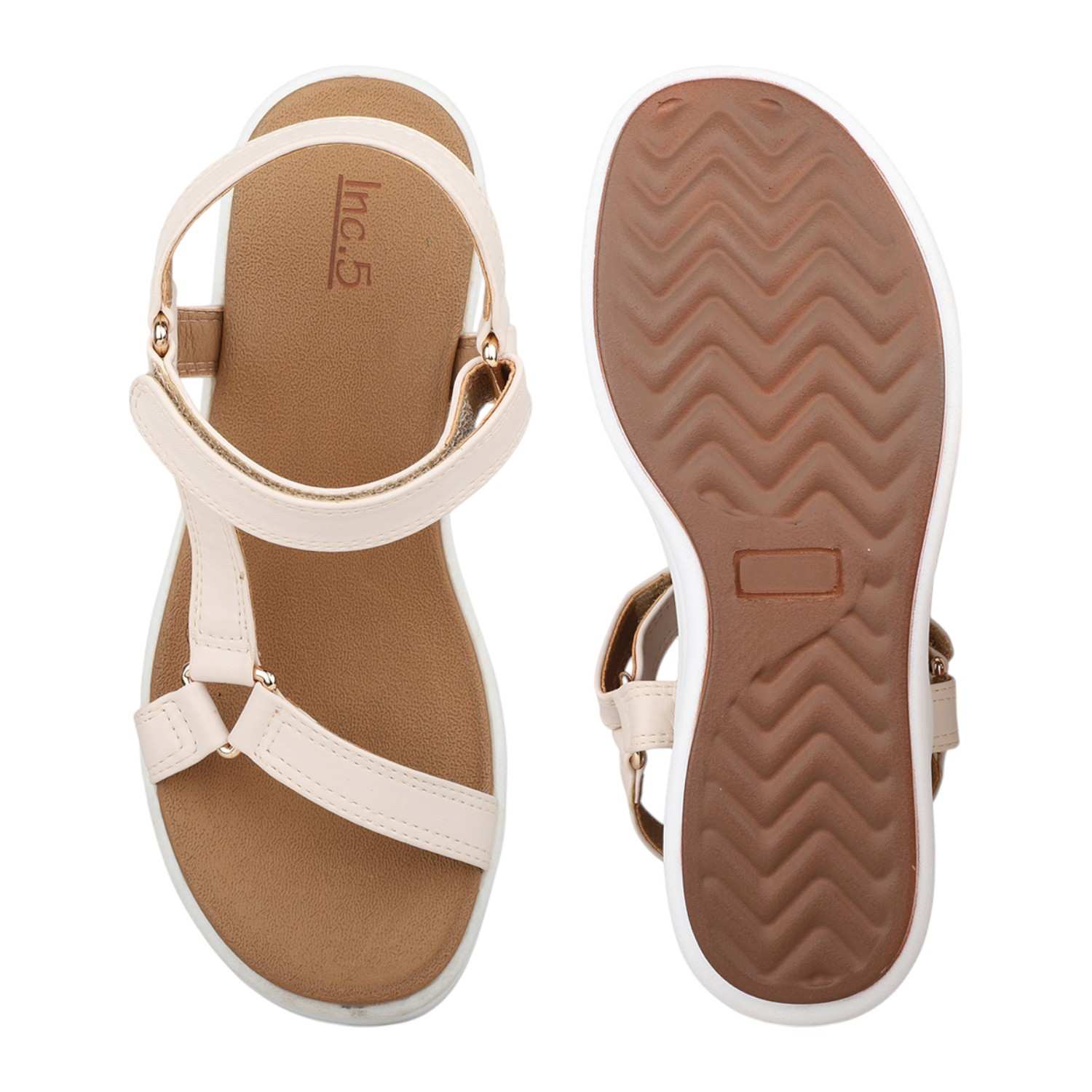 Women Cream Multi-Strap Sporty Platform Sandals
