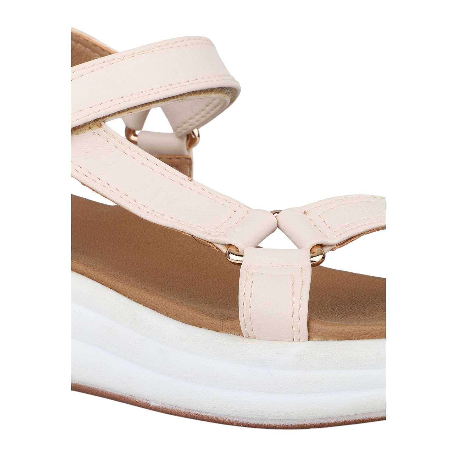 Women Cream Multi-Strap Sporty Platform Sandals