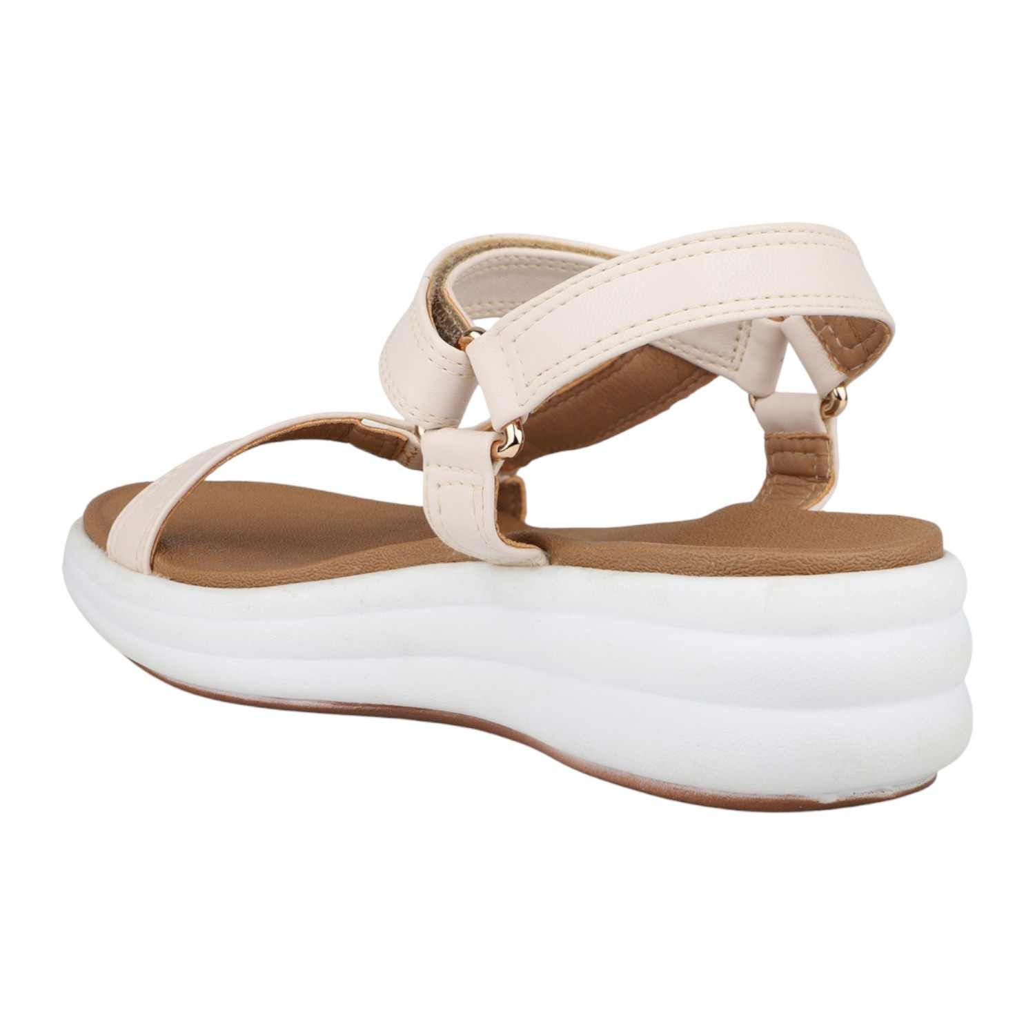 Women Cream Multi-Strap Sporty Platform Sandals