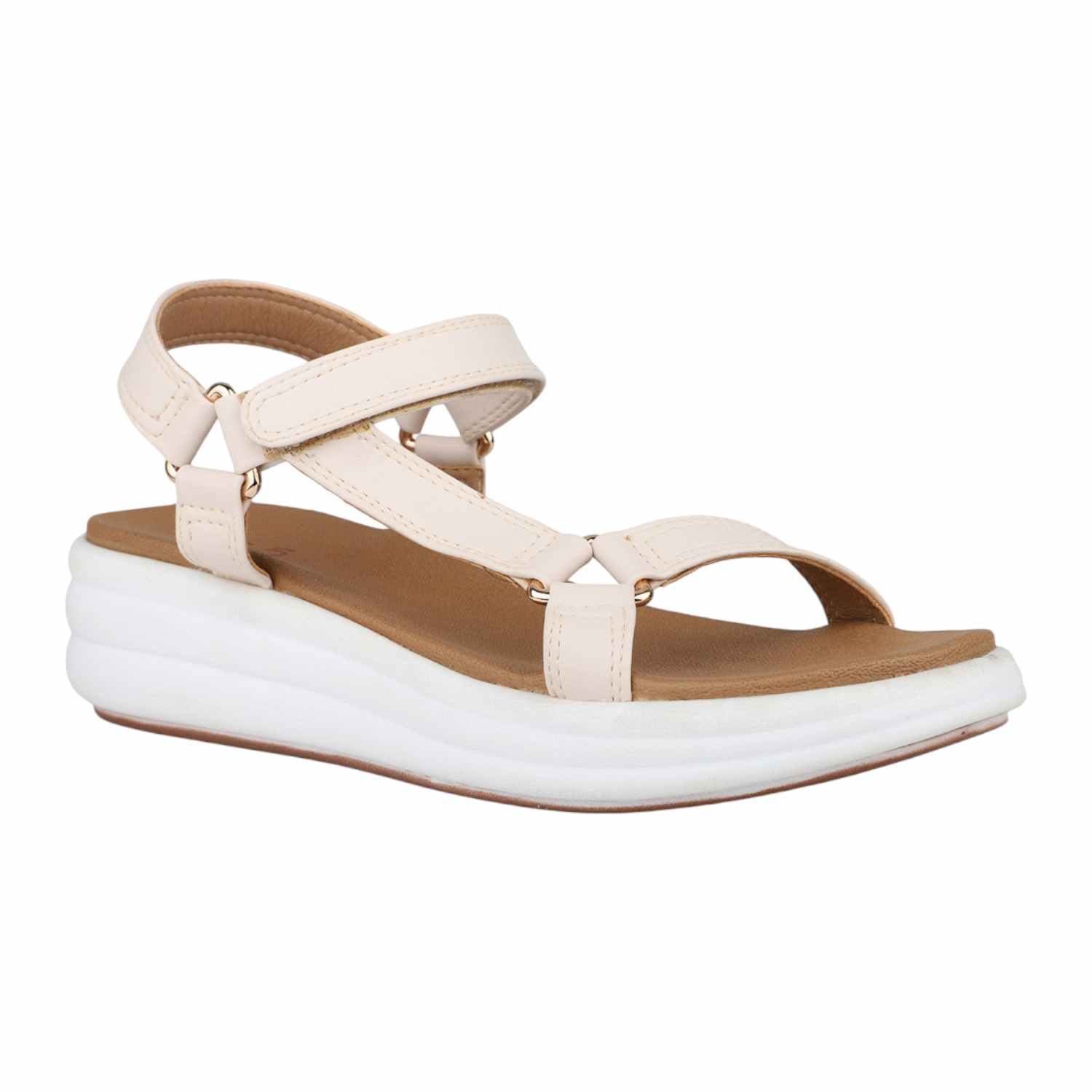 Women Cream Multi-Strap Sporty Platform Sandals