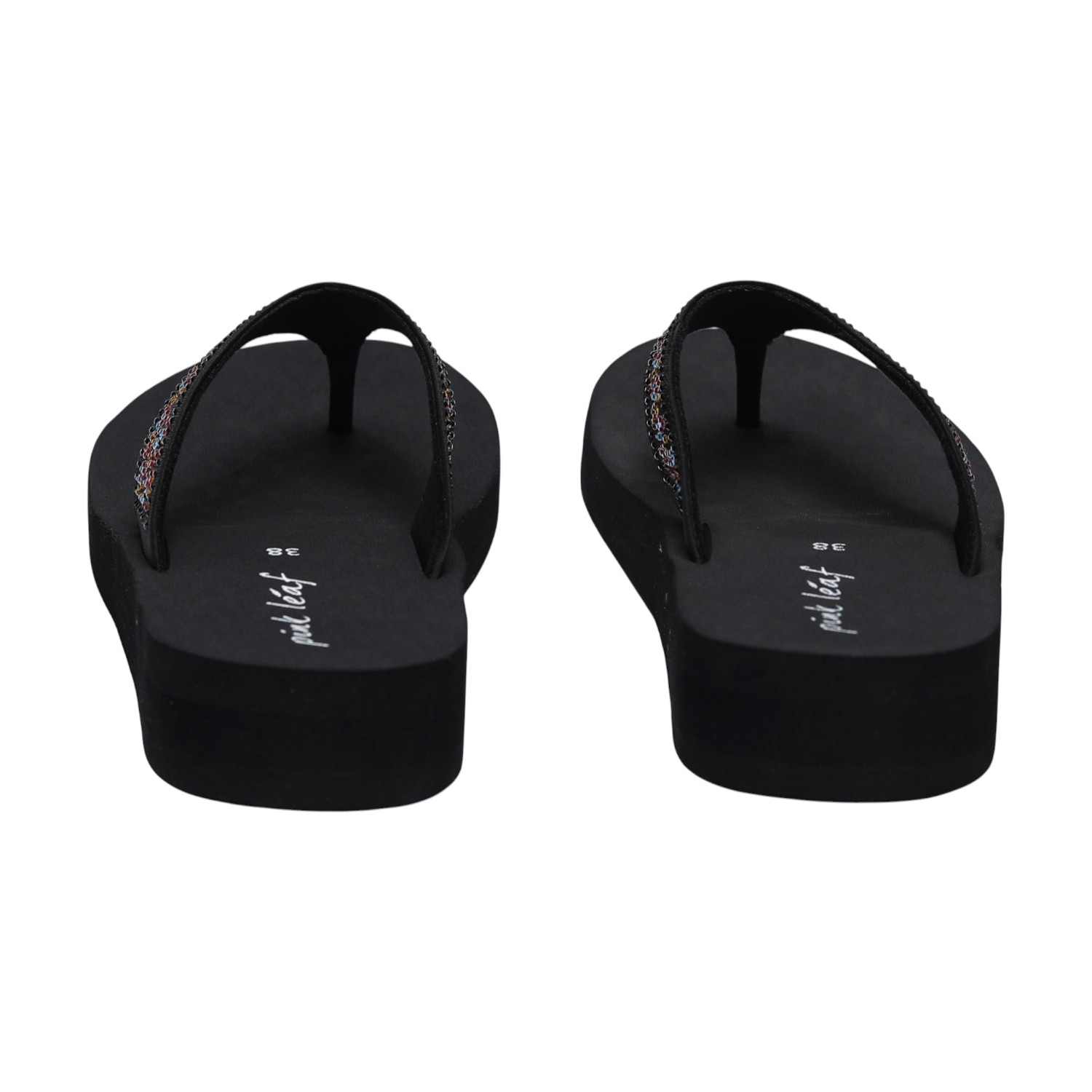 Black Embellished Thongs for Women