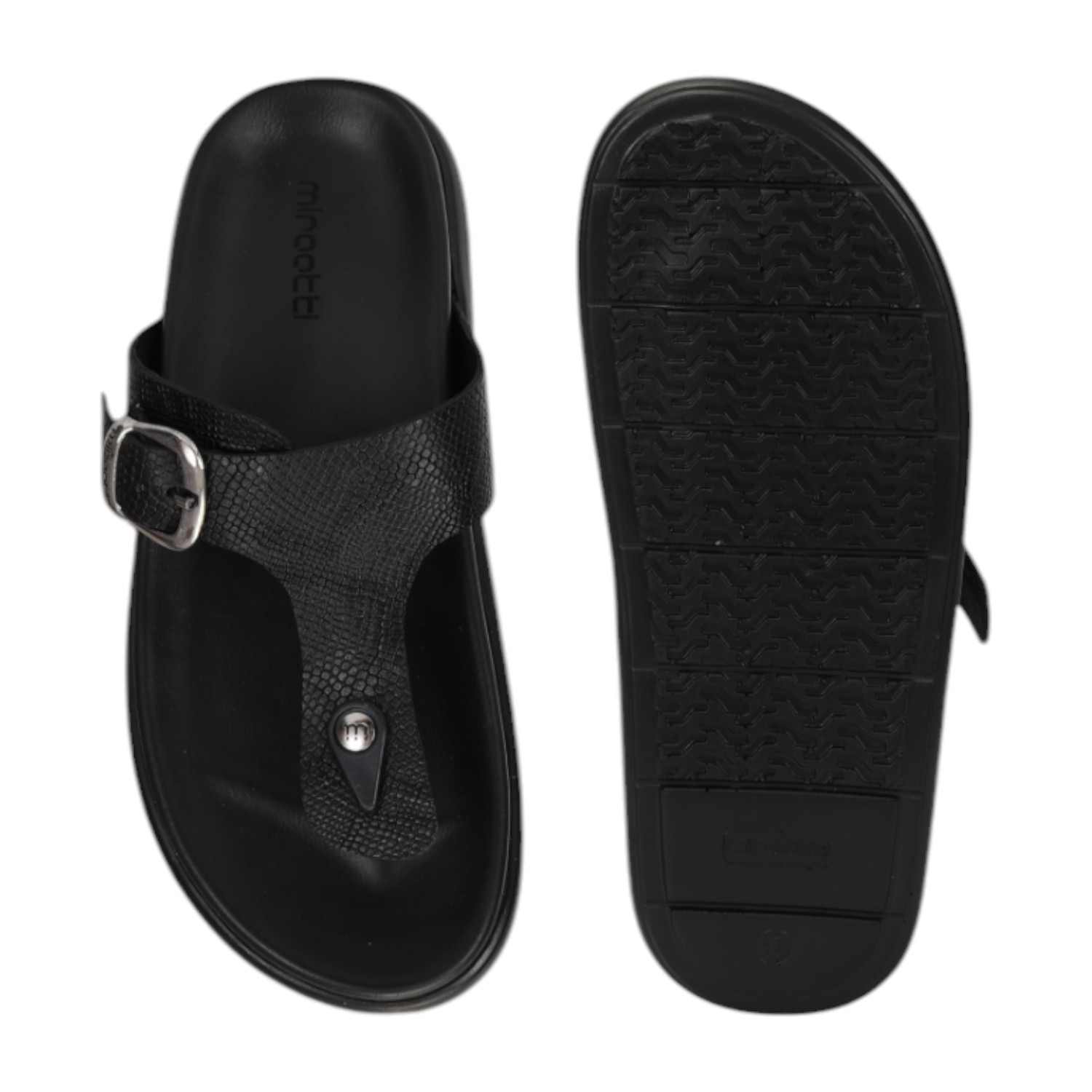 Men Black Comfort chappals