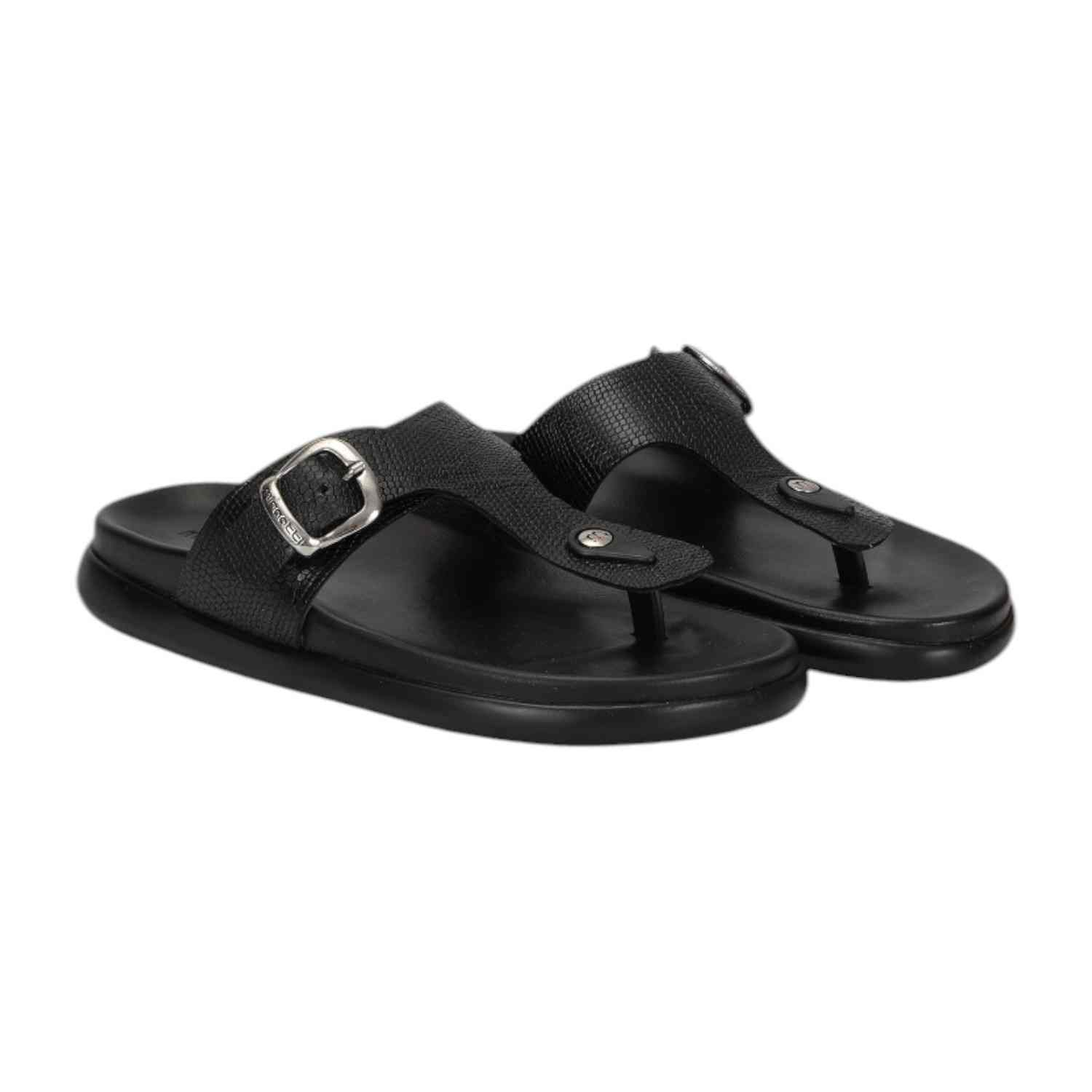 Men Black Comfort chappals