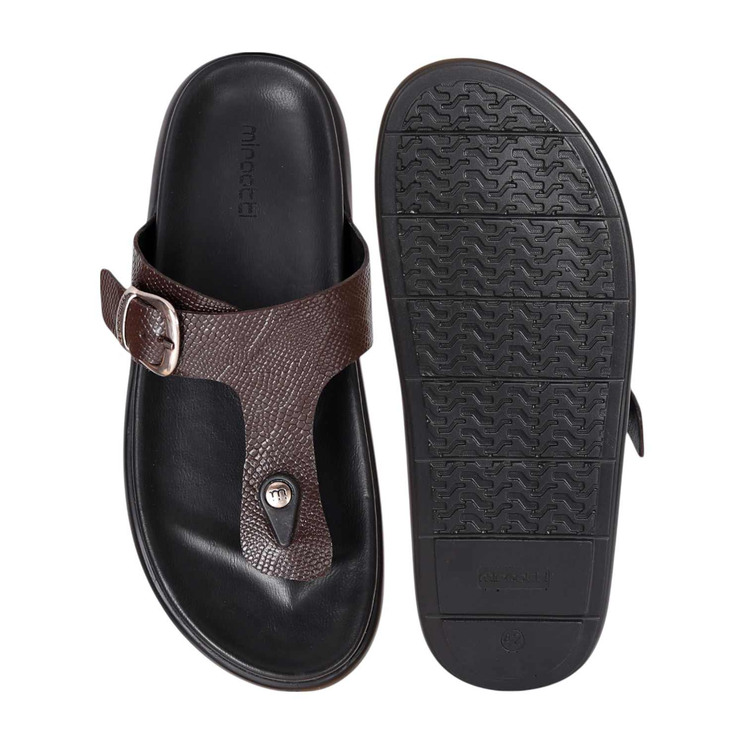 Men Dark Brown Textured Thong Sandal