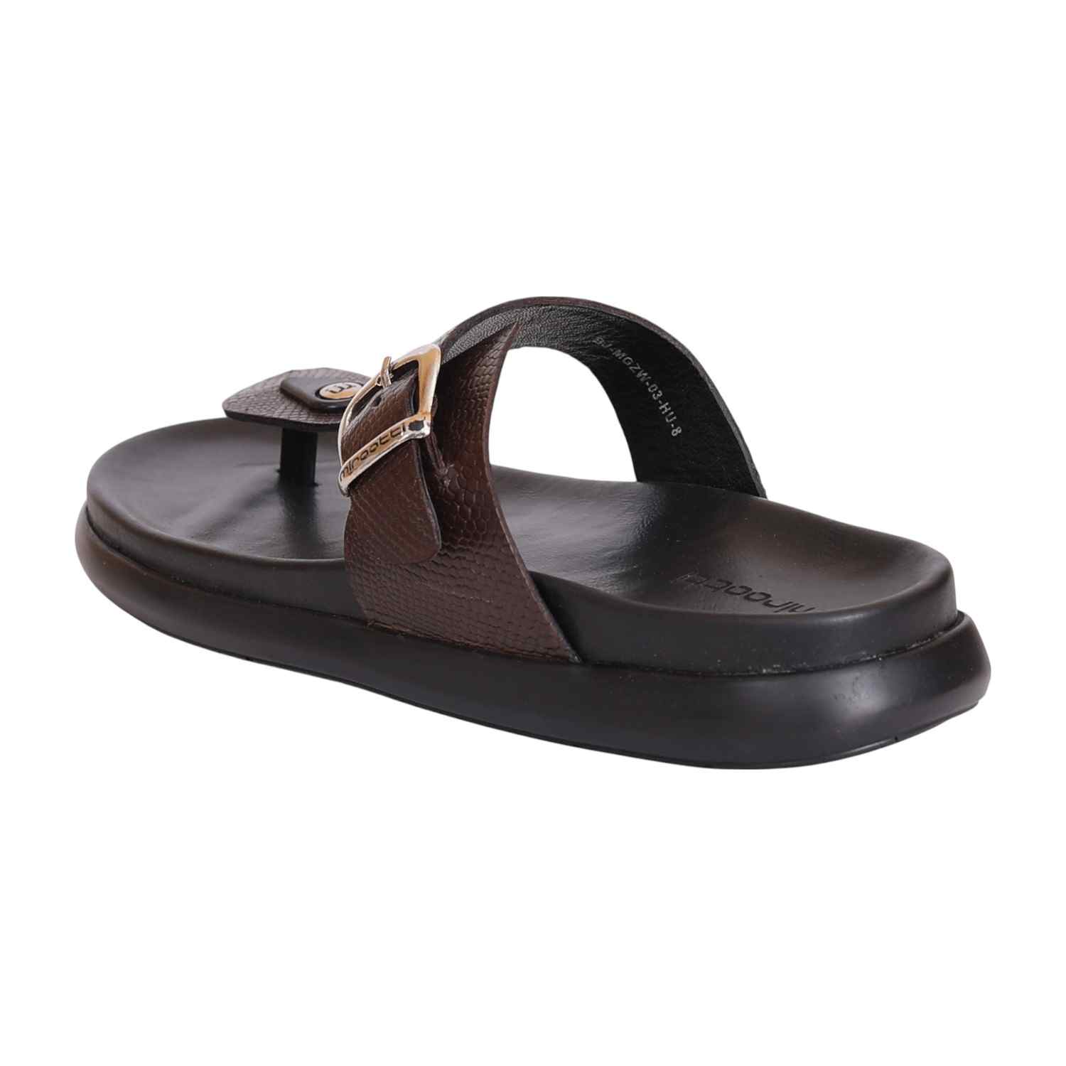 Men Dark Brown Textured Thong Sandal