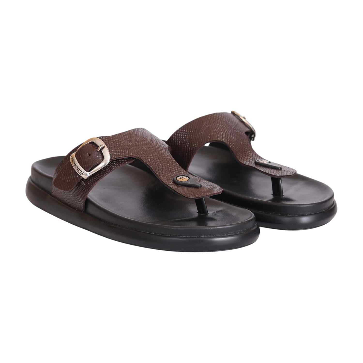 Men Dark Brown Textured Thong Sandal