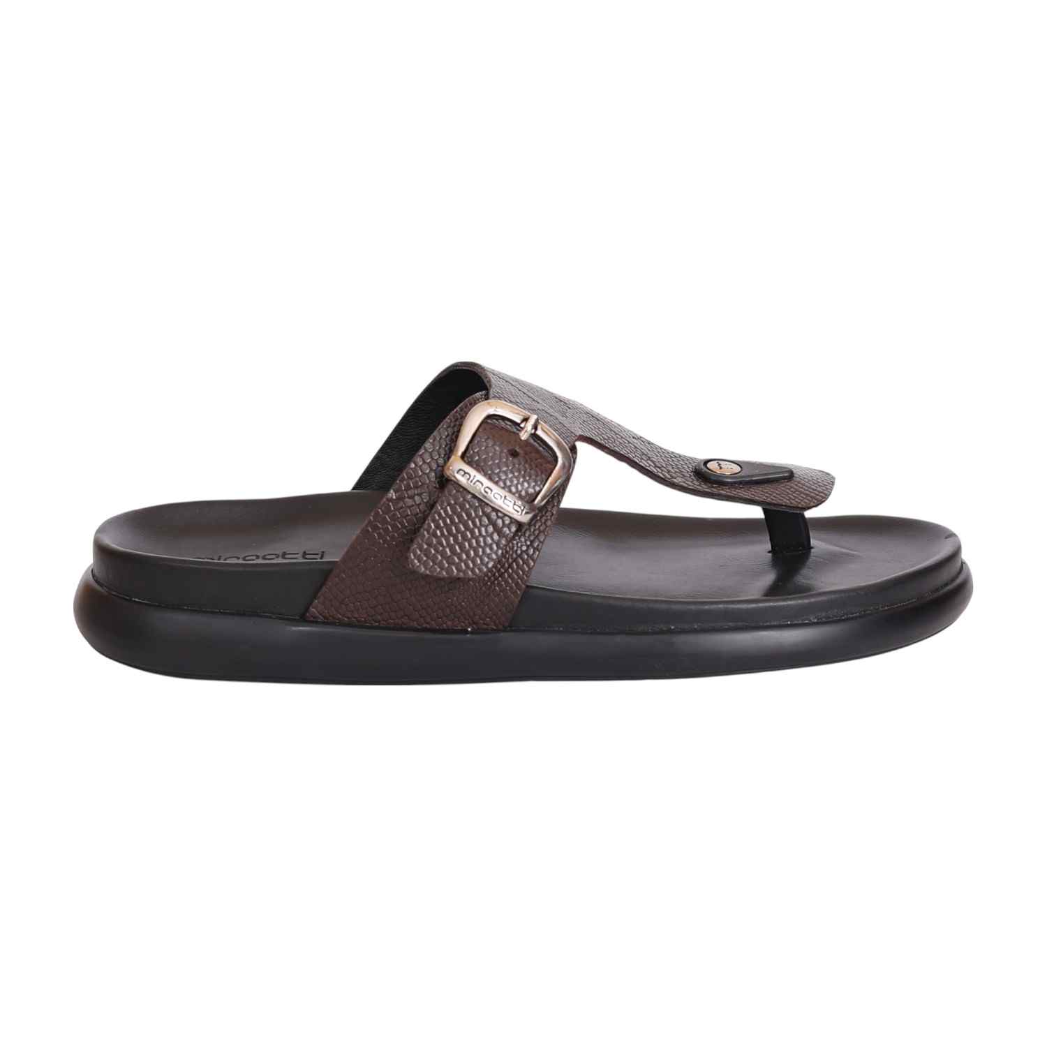 Men Dark Brown Textured Thong Sandal