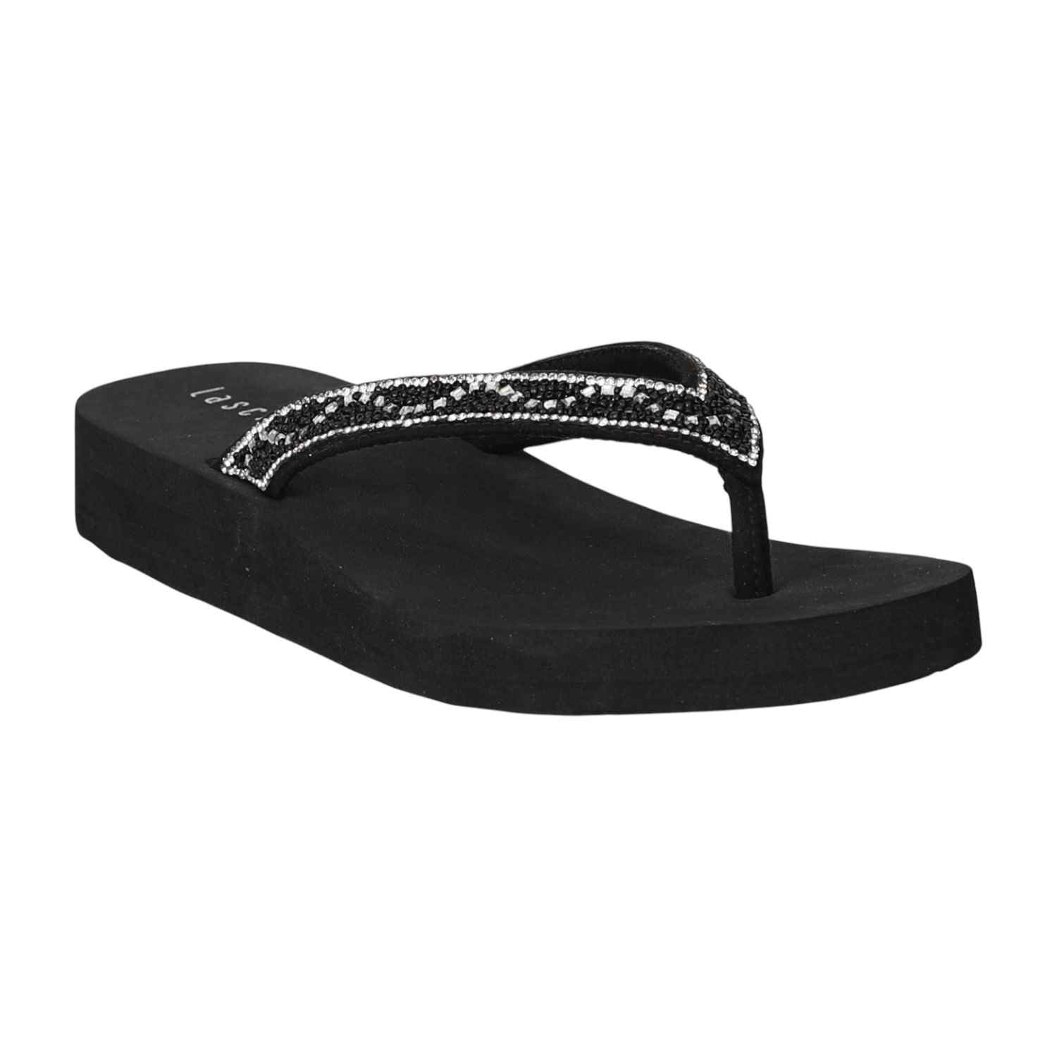 Women Bedazzled Platform Flip-Flops