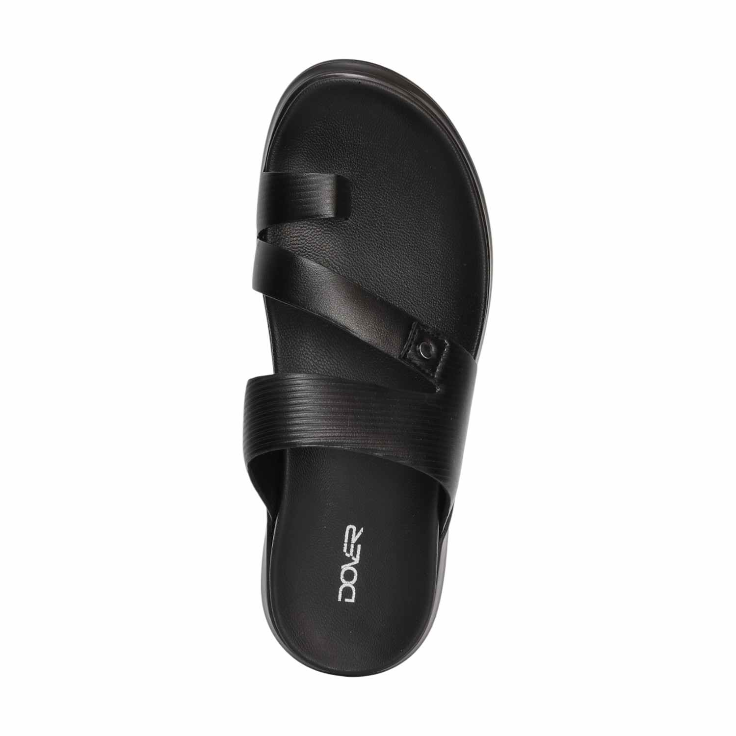 Men Black Toe-Loop Slide Chappal With Dual Strap Design