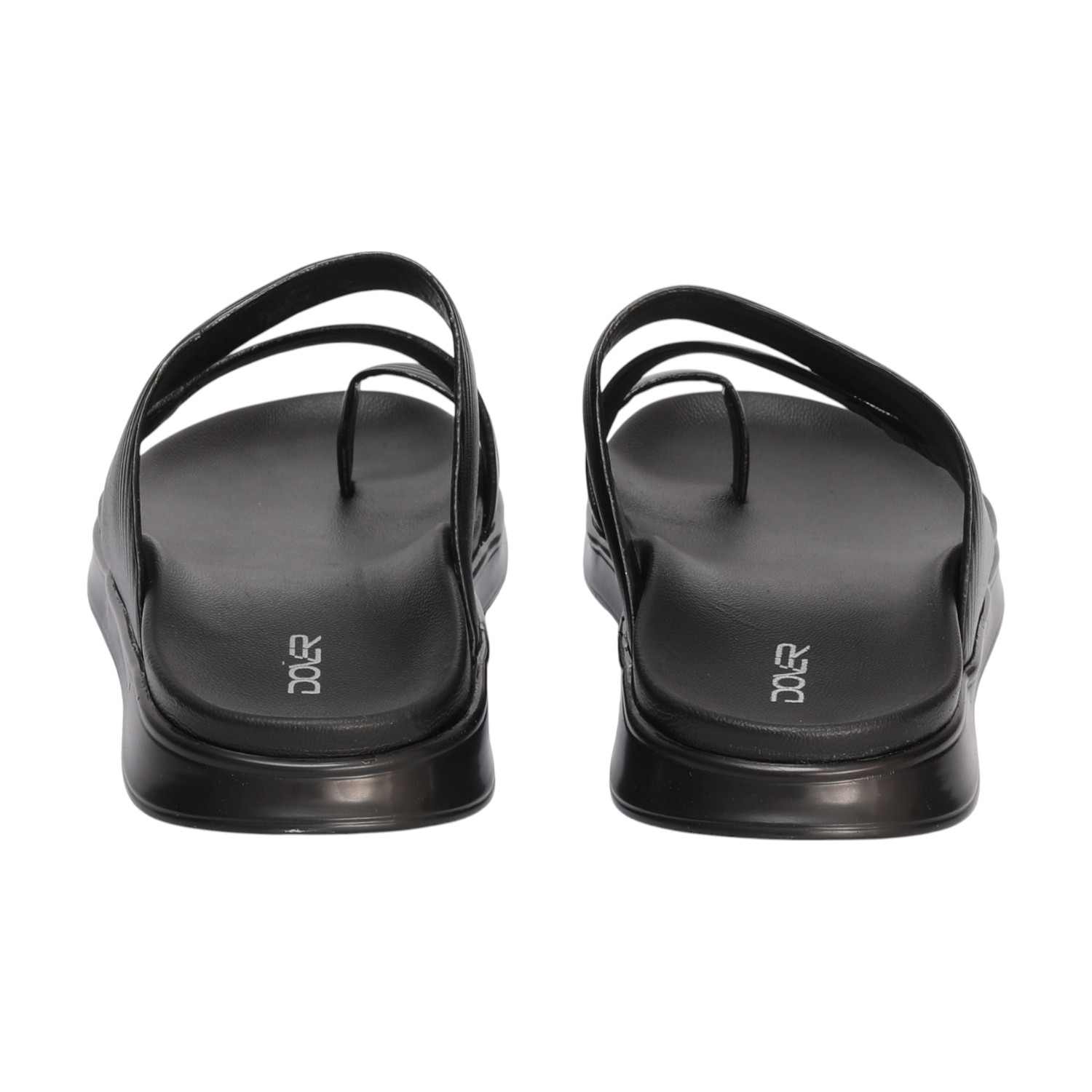 Men Black Toe-Loop Slide Chappal With Dual Strap Design