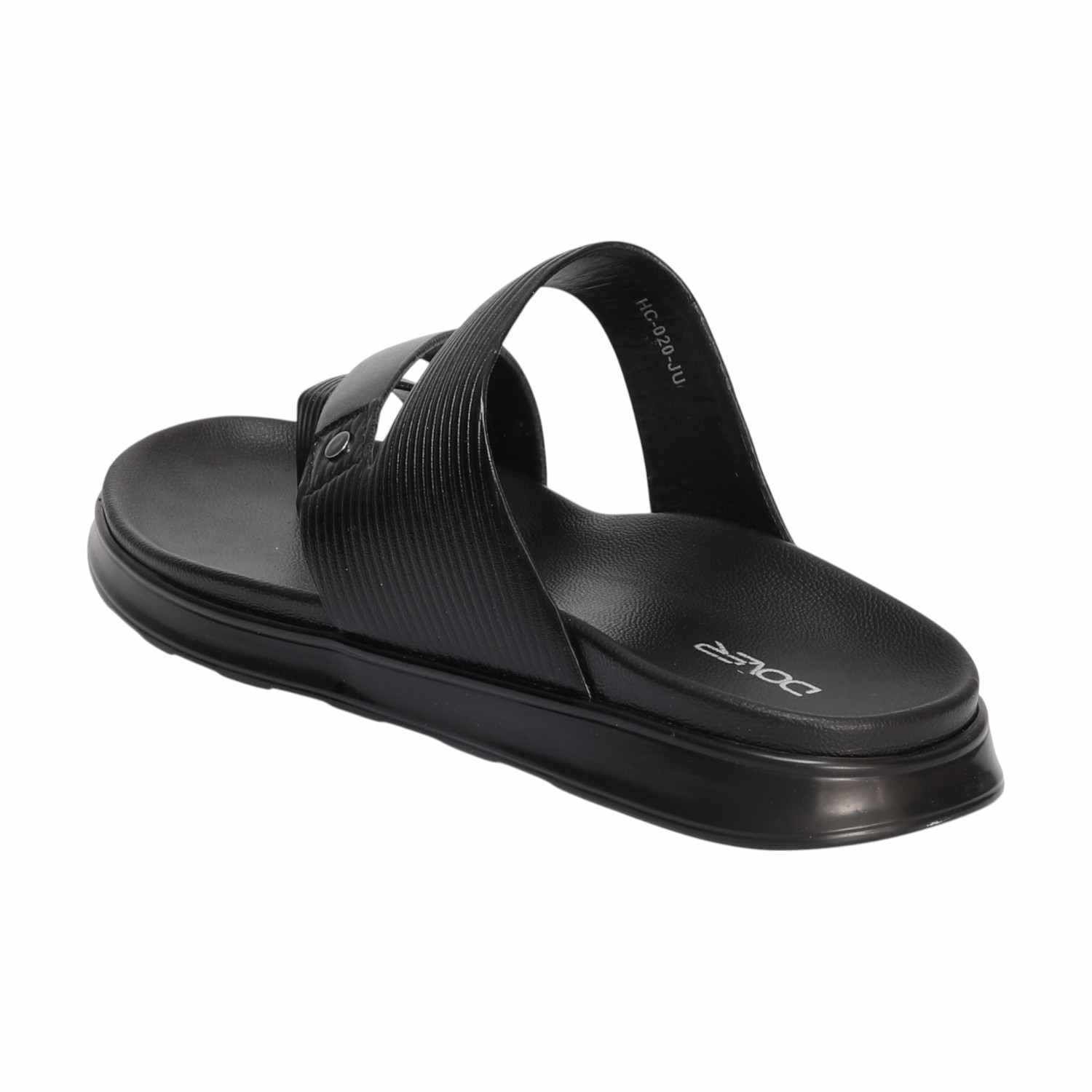 Men Black Toe-Loop Slide Chappal With Dual Strap Design